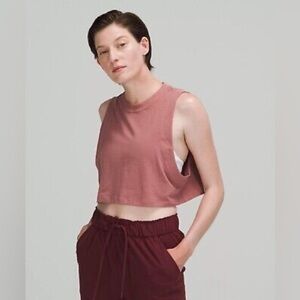 Lululemon All Yours Crop Tank - Size 14, Clay Brown, Pima Cotton Blend, NWT
